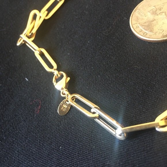 14k gold paperclip chain link necklace 18" - Picture 6 of 12